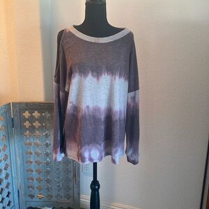 Soft, cozy long sleeve shirt, one cold shoulder